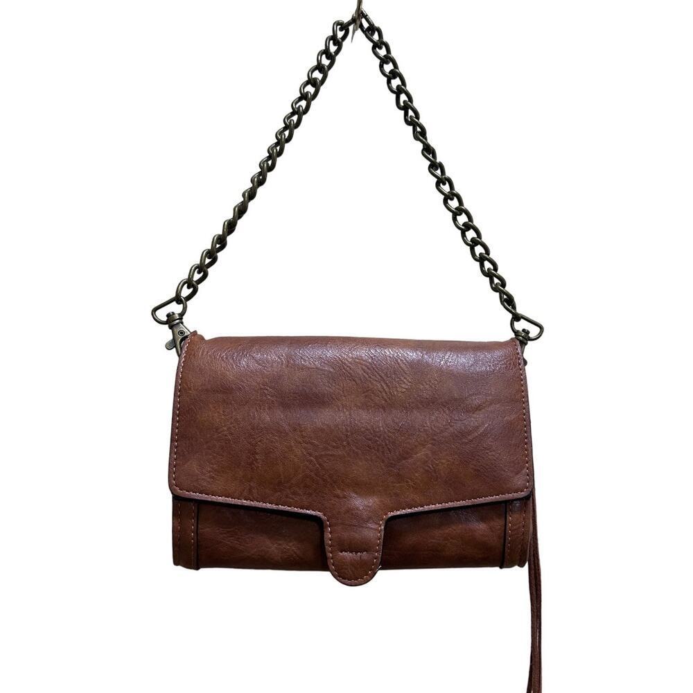 Brown Leather Chain Strap Bag